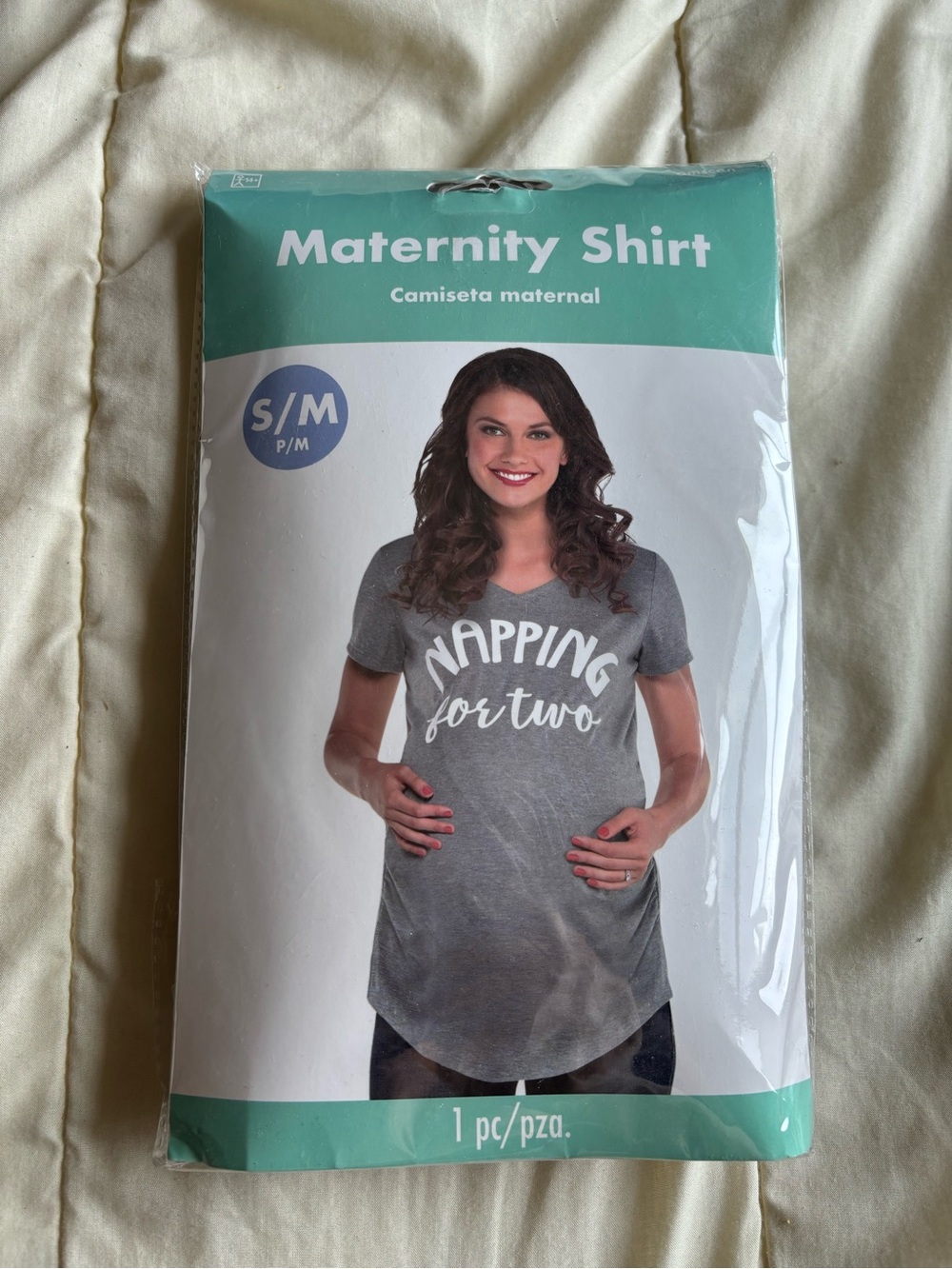 Amscan Heather Gray Maternity Tee with 'Napping for Two' Print